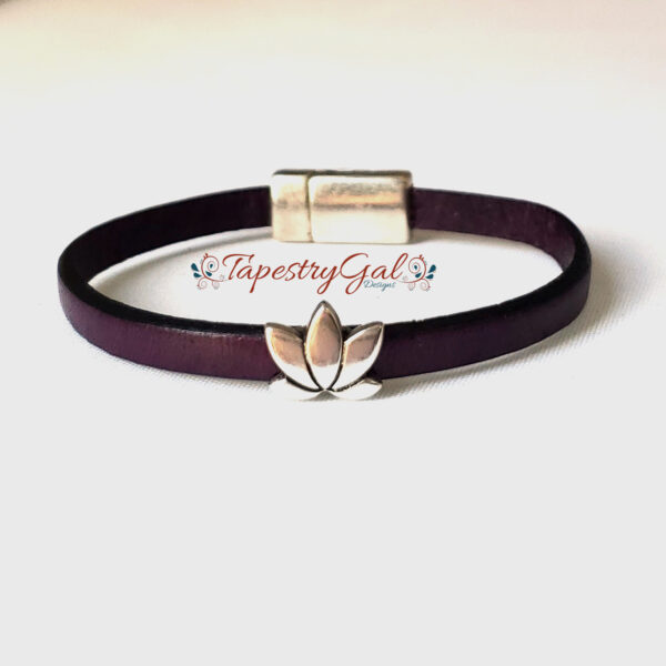 Leather Lotus Bracelet - Image 3