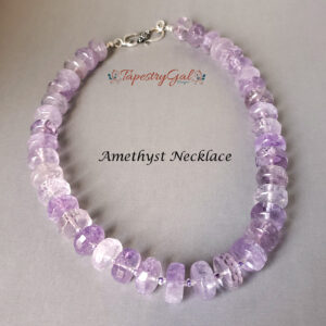 Amethyst Gemstone with Fancy Sterling Silver Clasp Necklace, Free Shipping