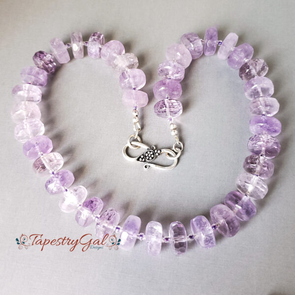 Amethyst Gemstone with Fancy Sterling Silver Clasp Necklace, Free Shipping - Image 2