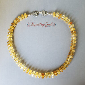 Yellow Citrine Gemstone with Fancy Sterling Silver Clasp Necklace, Free Shipping